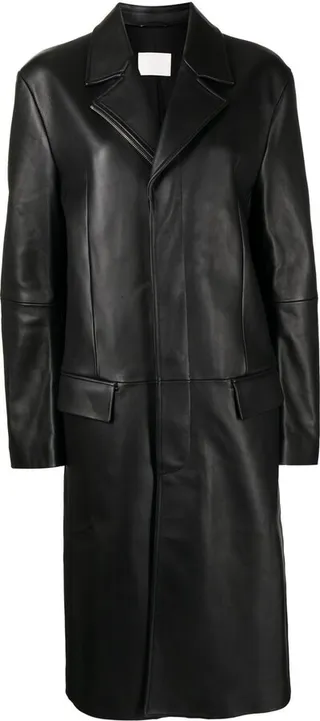 Longline leather trench coat