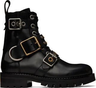 Vivienne Westwood Black Combat Buckle Boots