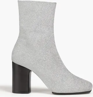 Glittered leather ankle boots