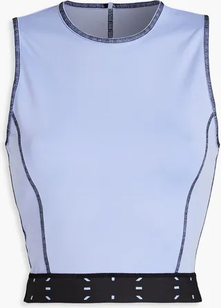 Cropped cotton-blend jersey top