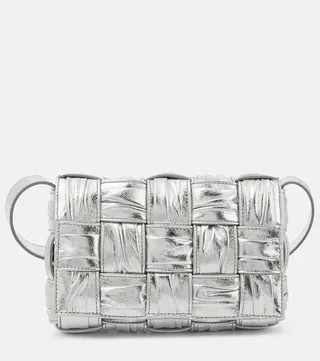 Cassette Small metallic leather shoulder bag