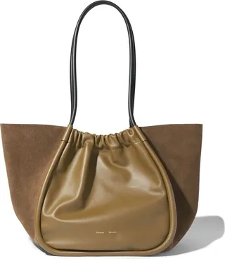 XL Ruched suede tote bag