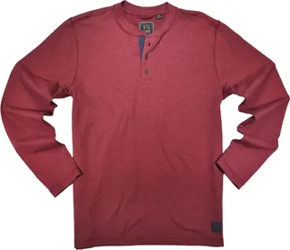 Vintage 1946 Men's Performance Stretch Henley Long Sleeve Shirt| Ox Blood Heather X-Large