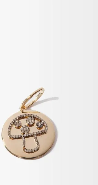 Mushroom Diamond & 18kt Gold Charm
