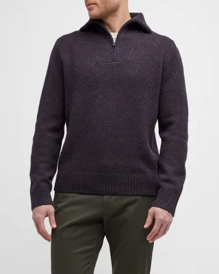Men's Melange Quarter-Zip Sweater