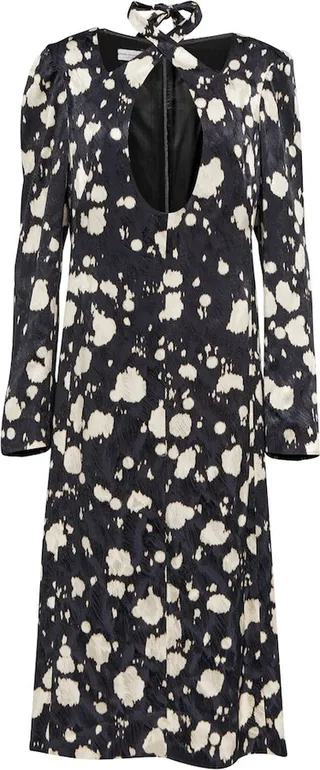 Cutout satin jacquard midi dress