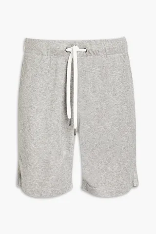 Mélange cotton-blend terry shorts