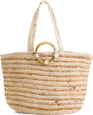 Jute Tote With Tortoise Handles