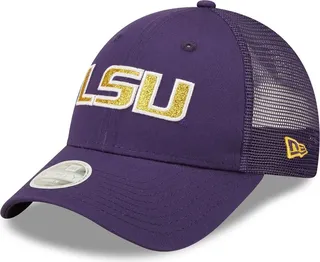 Women's New Era Purple Lsu Tigers 9FORTY Logo Spark Trucker Snapback Hat