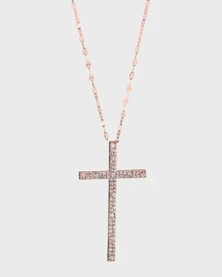 14k Rose Gold Diamond Cross Pendant