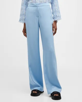 Dalton Wide-Leg Stretch Silk Pants