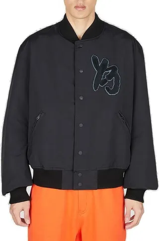 Y-3 Logo-Patch Snapped Bomber Jacket