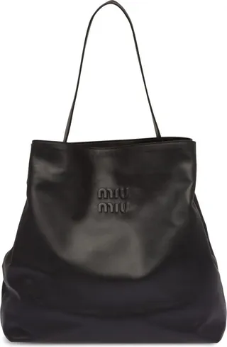 Leather Embossed-Logo Shoulder Bag