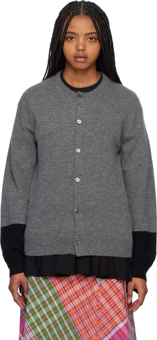Comme des Garçons Shirt Gray Colorblocked Cardigan