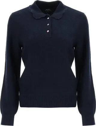 A.p.c. 'olivia' Wool Knit Polo Shirt