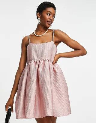 Dream Sister Jane babydoll mini dress with rhinestone strap details