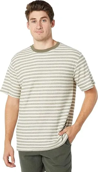 Rhythm Endure Stripe Vintage Short Sleeve T-Shirt (Olive) Men's Clothing