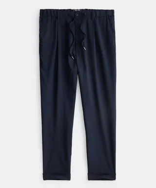 Wool Madison Drawstring Trouser in Navy