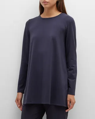 Side-Slit Crewneck Jersey Tunic