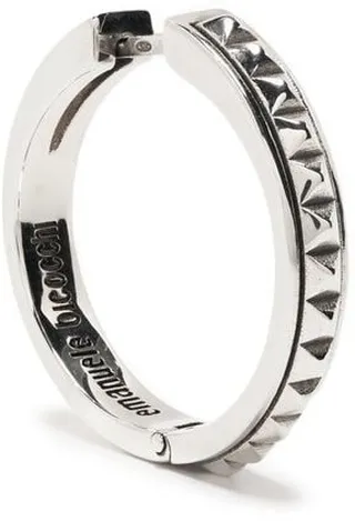 Pyramid-Embossed Small-Hoop Earring