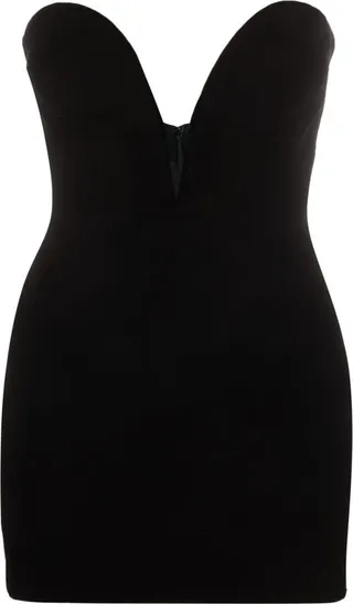 Plunging-Neck Strapless Minidress