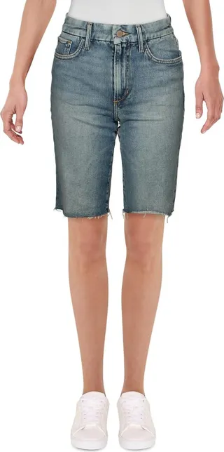 The Wanderer Womens Mid Rise Distressed Denim Shorts