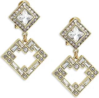 Goldtone & Czech Crystal Deco Drop Earrings