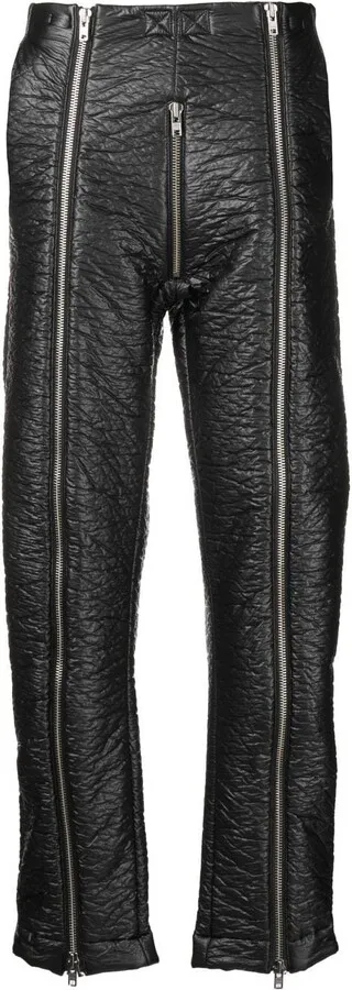 Zip-Up Straight-Leg Trousers