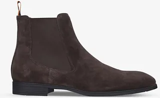 Mens Dark Brown Simon Suede Chelsea Boots