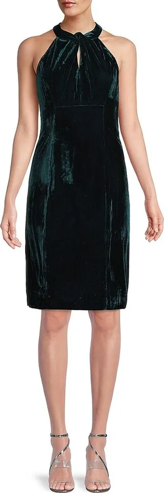 Velvet Halter Sheath Dress