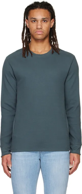 Vince Blue Thermal Long Sleeve T-Shirt