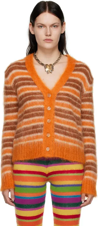 Marni Orange Striped Cardigan