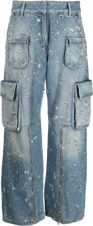 Distressed Relaxed-Fit Cargo Jeans