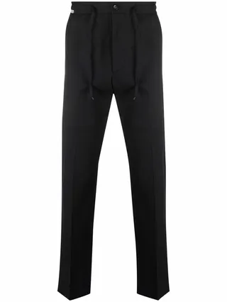 Drawstring Straight-Leg Tailored Trousers