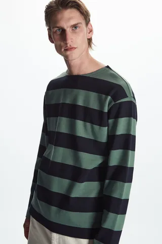 Relaxed-Fit Striped Long-Sleeved T-Shirt