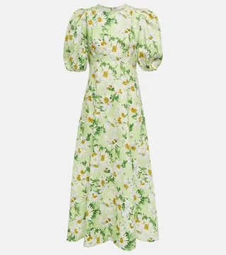 Astra floral linen midi dress
