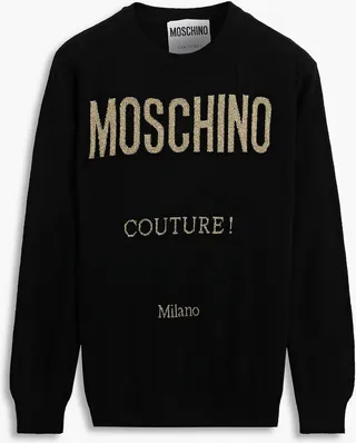 Metallic jacquard-knit wool-blend sweater