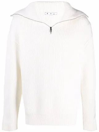 Zipped Rib Knitted Jumper