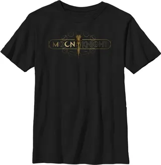 Boy's Marvel: Moon Knight Gold Bird Skull Logo T-Shirt - Black - Medium