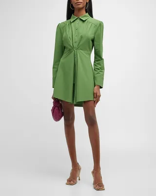 Isabelle Cinched-Waist Mini Shirtdress