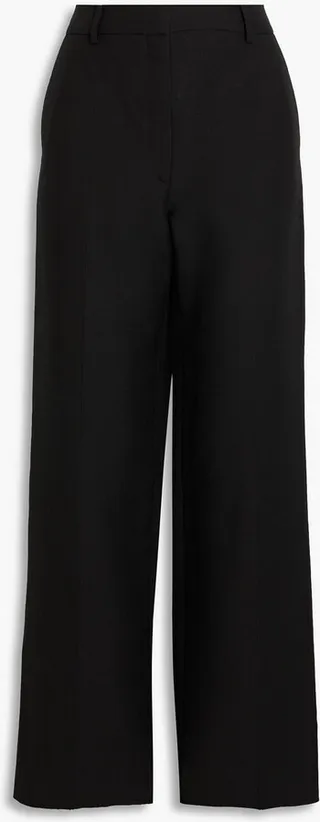 Wool and silk blend crepe wide-leg pants
