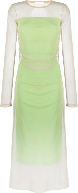 Tulle Overlay Midi Dress