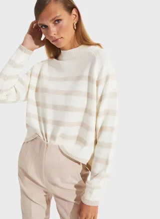 Crew Neck Striped Knitted Sweater