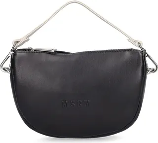 Embossed logo faux leather shoulder bag