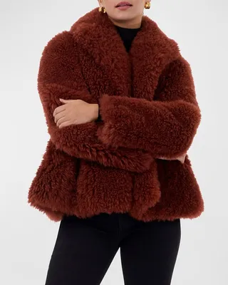 Belted Cashmere Goat Fur Jacket