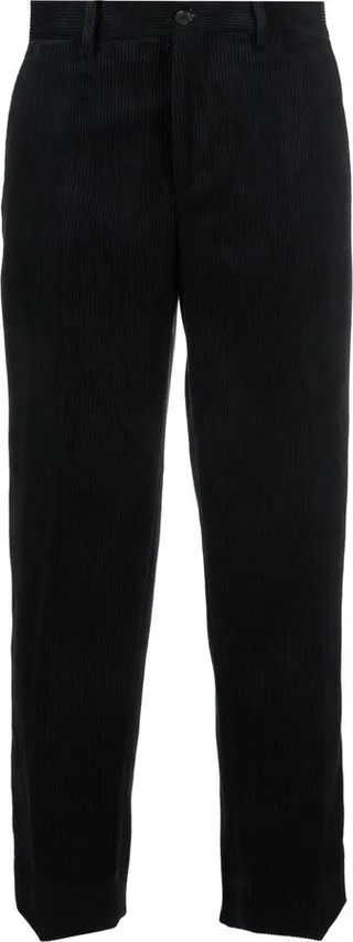 Cropped Straight-Leg Cord Trousers