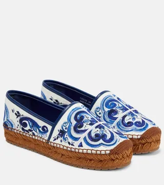 Printed brocade espadrilles
