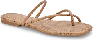 Leanna Womens Faux Leather Slip On Flip-Flops