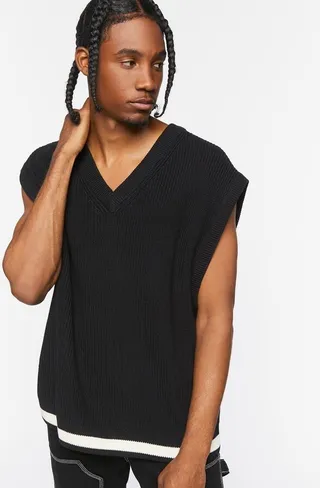 Contrast-Hem Sweater Vest