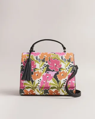 Magnolia Print Crossbody Bag in Pink